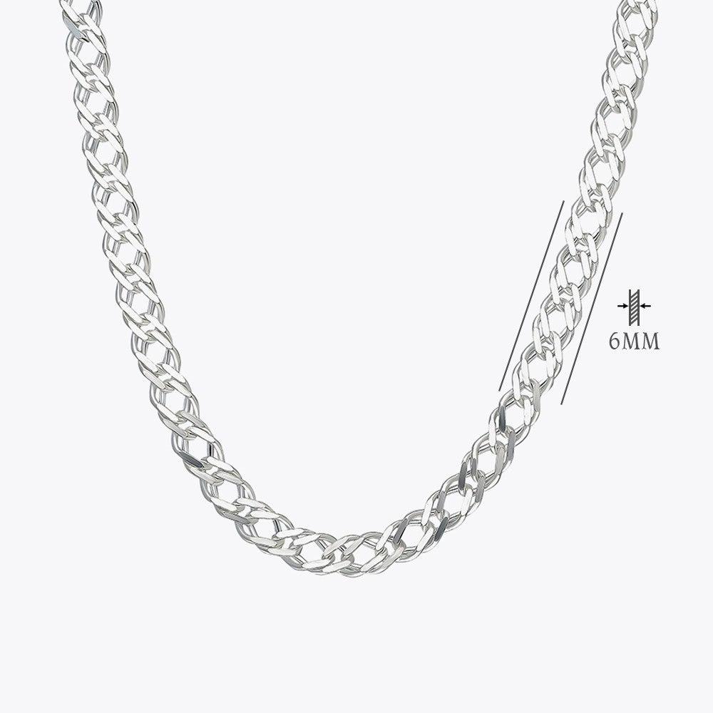 Curb Chain Necklace 6 mm - 925 Sterling Silver