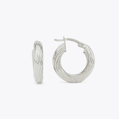 Boucles d'oreilles à bague à rayures - 925 argent sterling - 19 mm