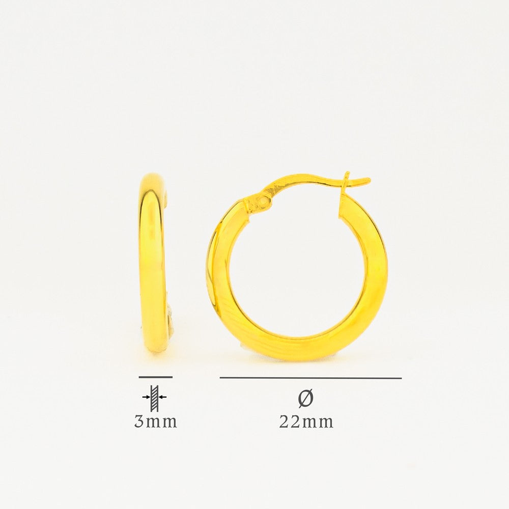 Ring Earrings - 925 Sterling Silver - 22 mm