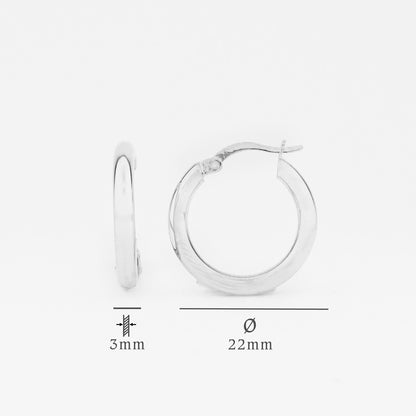 Boucles d'oreilles à anneau - 925 argent sterling - 22 mm