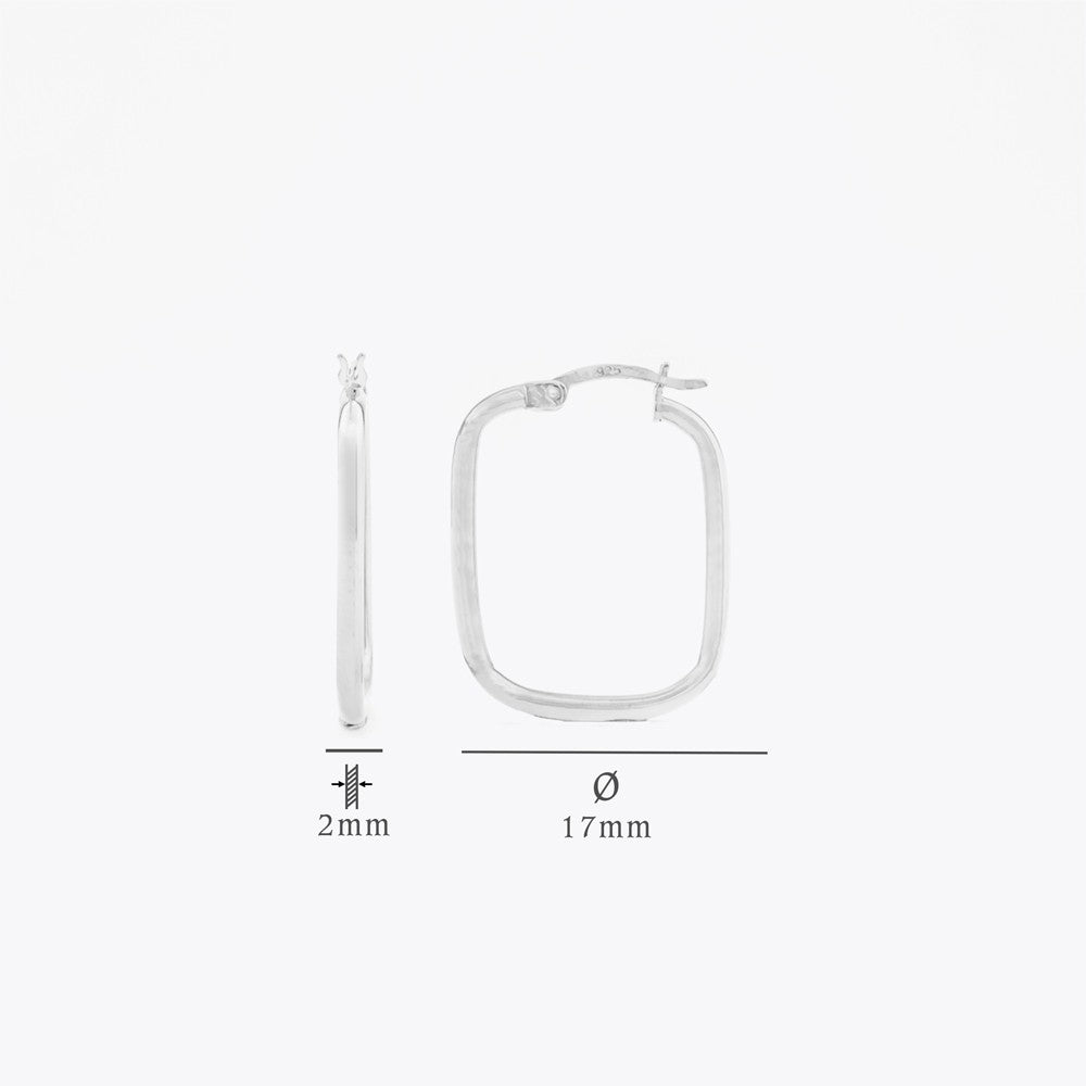 Square Earring - 925 Sterling Silver - 17 mm