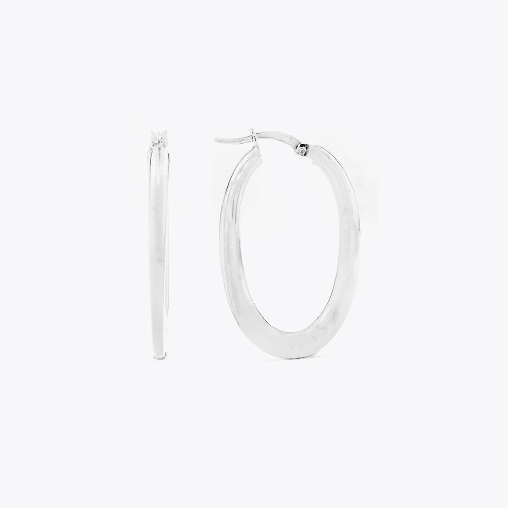 Oval Earring - 925 Sterling Silver - 21 mm