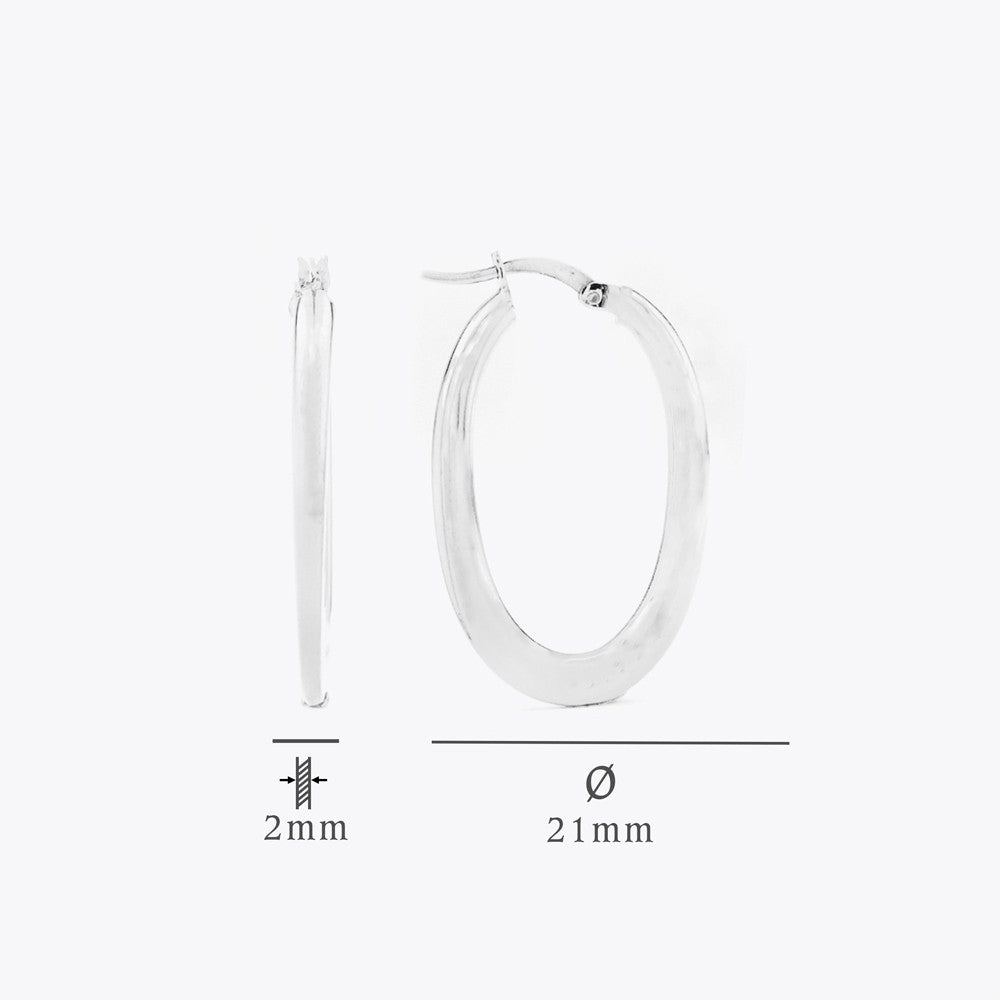 Ovale Ohrring - 925 Sterling Silber - 21 mm