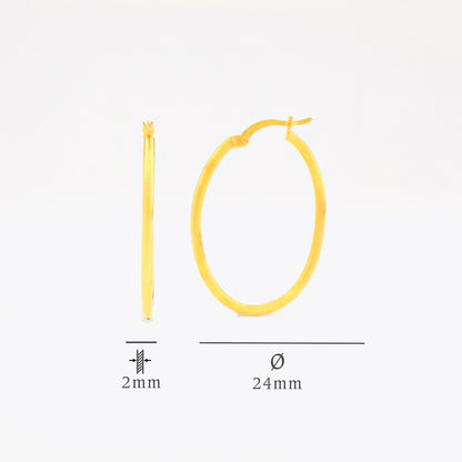 Boucles d'oreilles ovales - 925 argent sterling - 24 mm