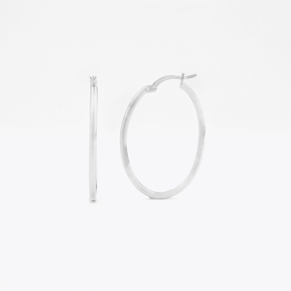 Oval Earrings - 925 Sterling Silver - 24 mm