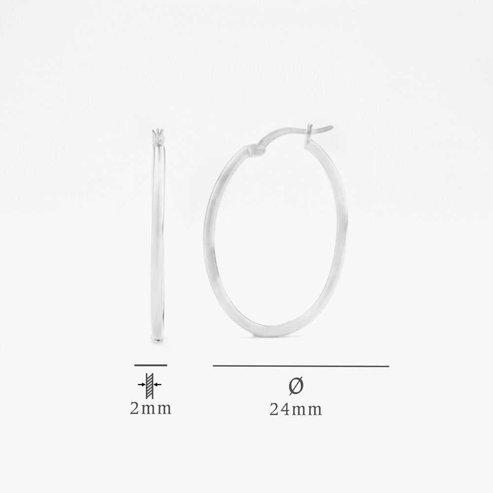 Oval Earrings - 925 Sterling Silver - 24 mm