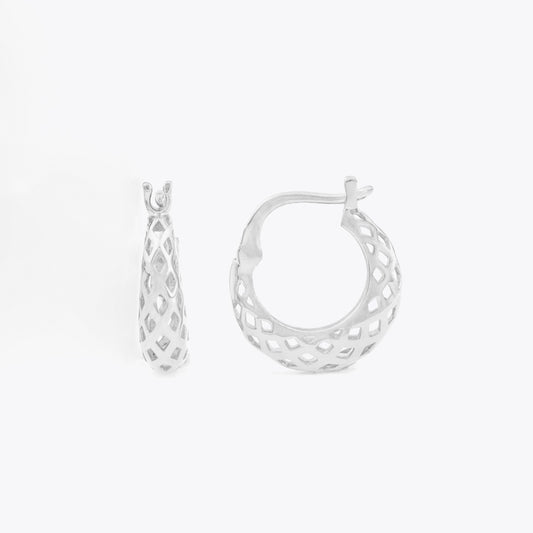 Basket Earrings - 925 Sterling Silver - 15 mm