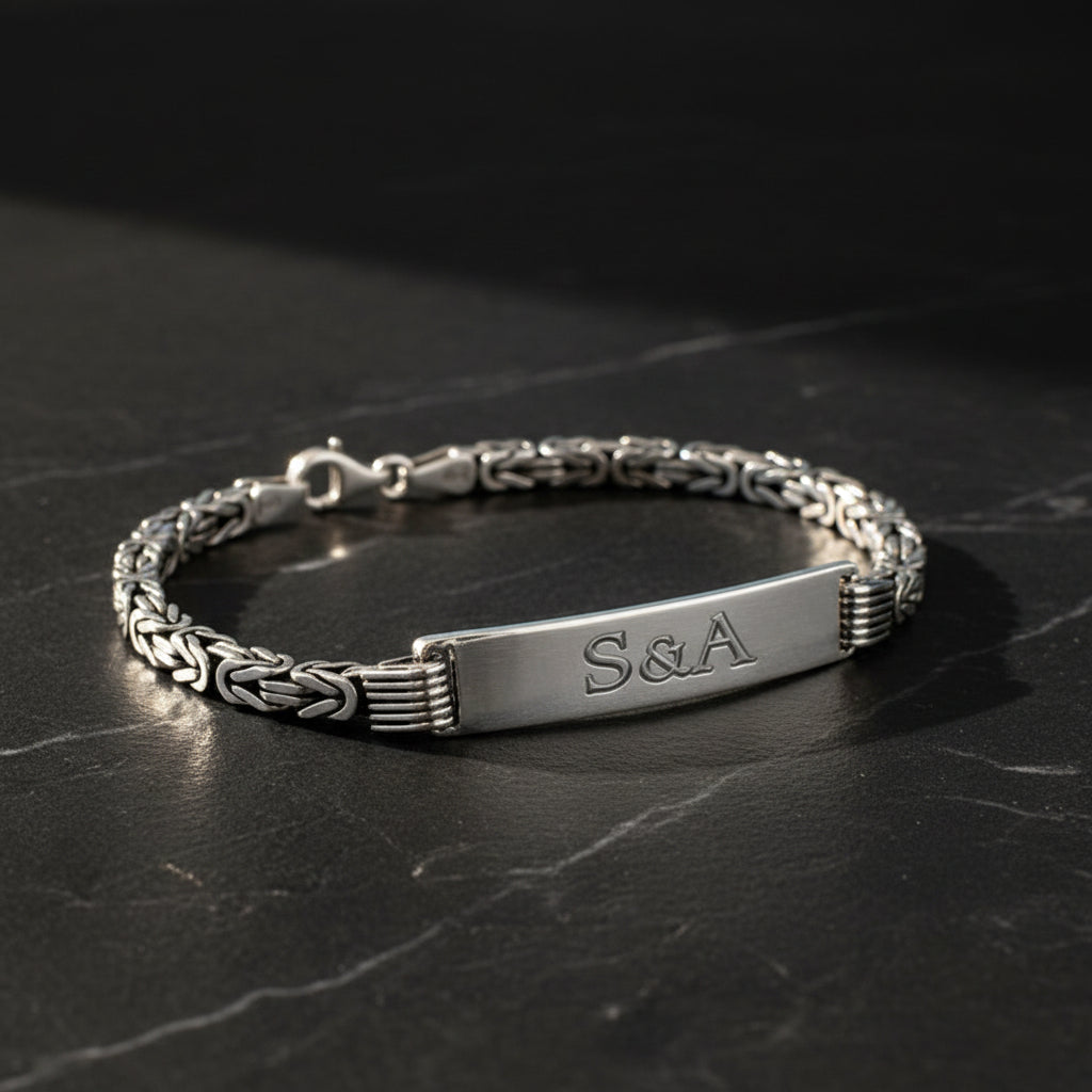 4 mm Name Bracelet with King Chain - 925 Sterling Silver