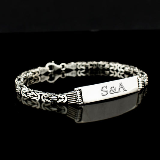 King Chain 4 mm Bracelet Engraving - 925 Sterling Silver