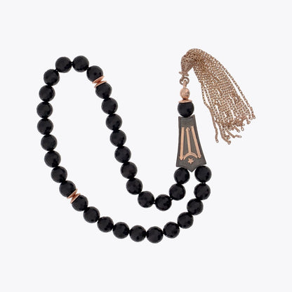 Kayı Boyu İmameli Oniks Tasli Gümüş Tesbih