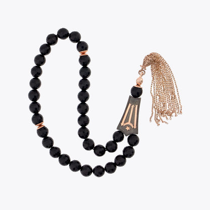 Kayı Boyu İmameli Oniks Tasli Gümüş Tesbih