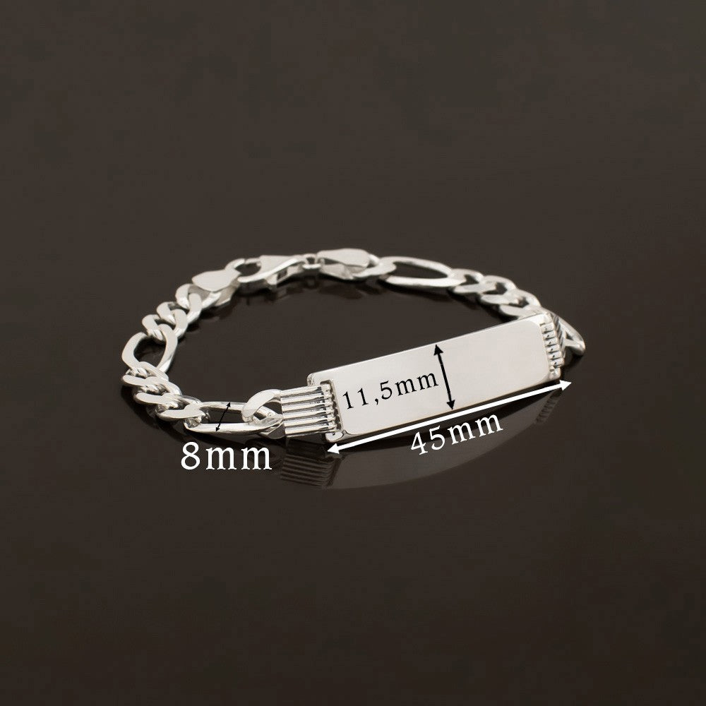 Figaro Name Chain Bracelet - 925 Sterling Silver