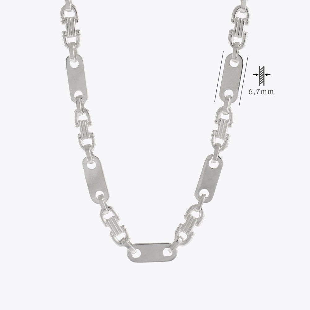 Plattenkette Chain Halskette 6,7 mm - 925 Sterling Silber