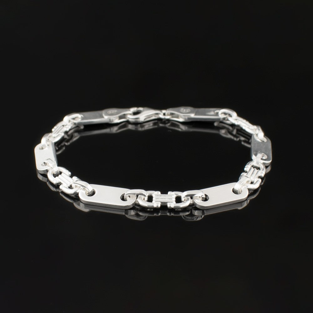 Plattenkette Chain Armband 6,5 mm - 925 Sterling Silber