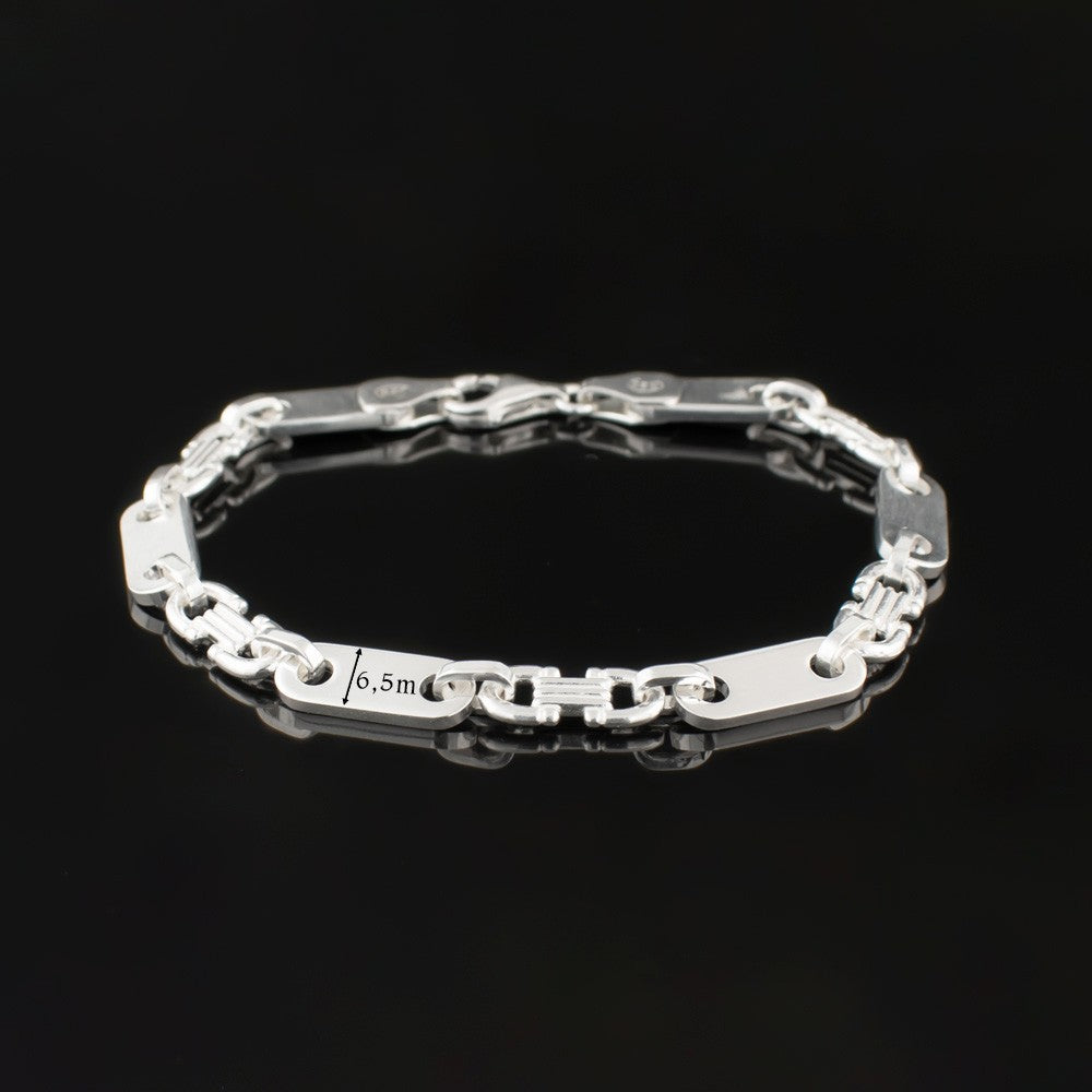 Plate Chain Bracelet 6,5 mm - 925 Sterling Silver