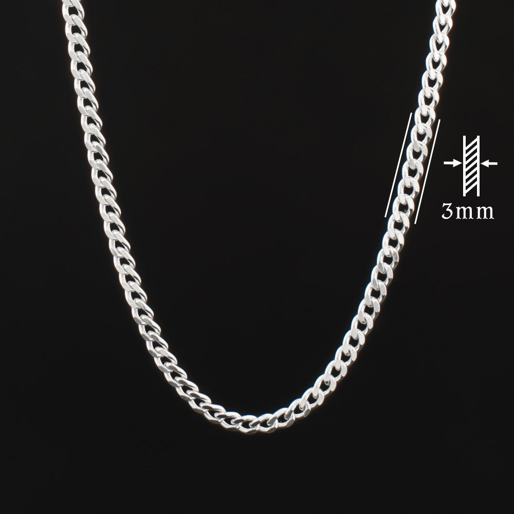 Cuban Chain Necklace 3 mm - 925 Sterling Silver