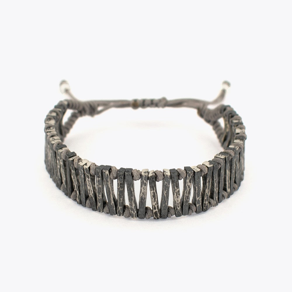 Mens Silver Macrame Bracelet