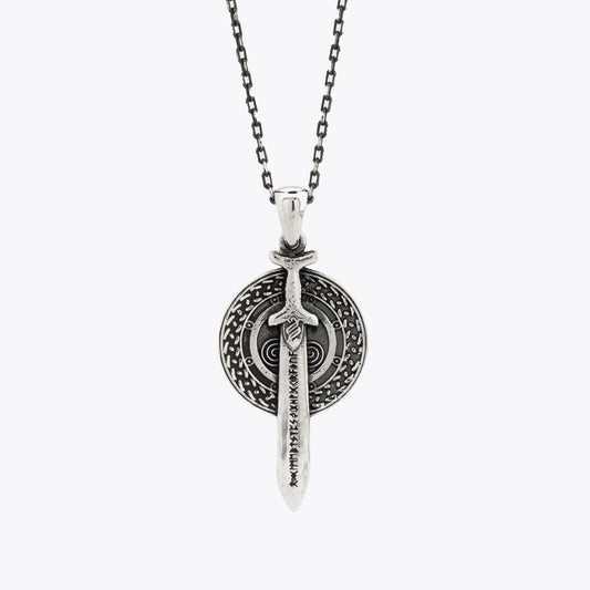 Shield Motif Men's Necklace - 925 Sterling Silver