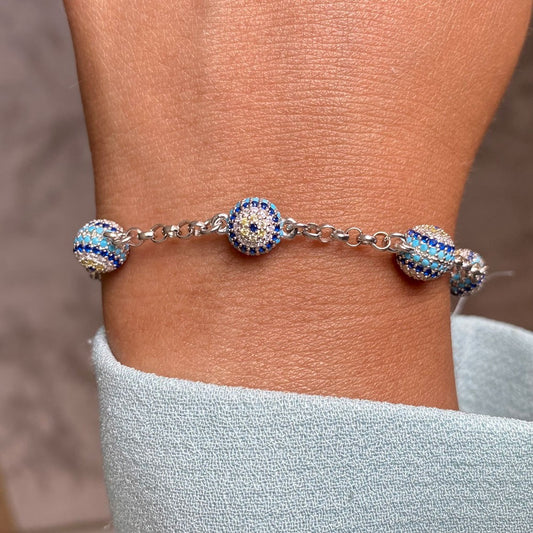 Evil Eye Bracelet In Sterling Silver