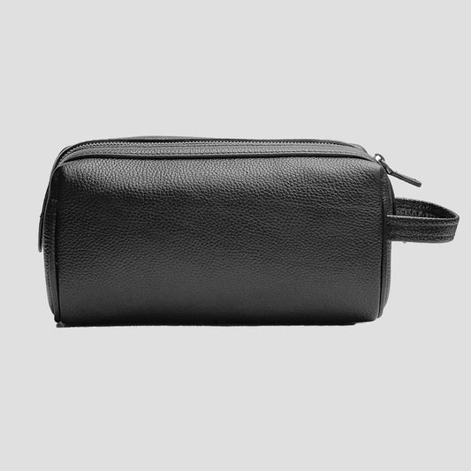 Leather toiletry bag - Black