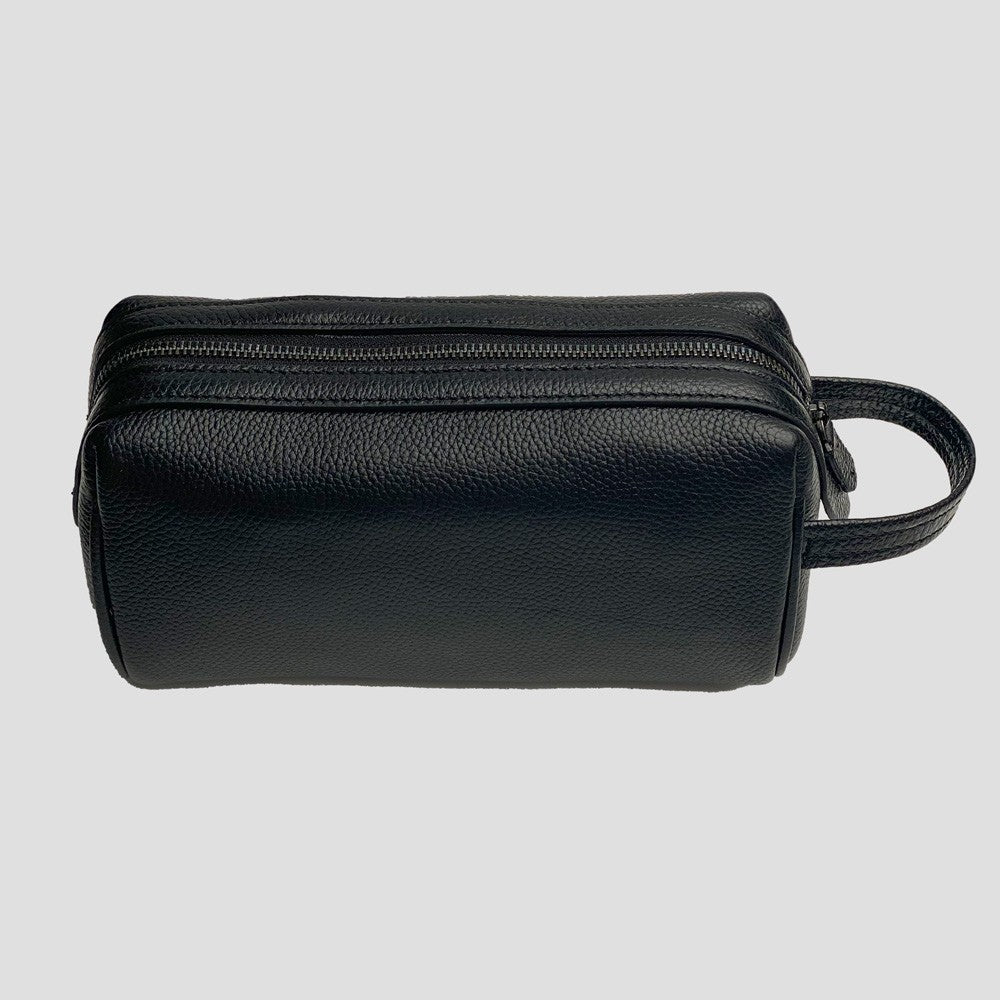 Leather toiletry bag - Black