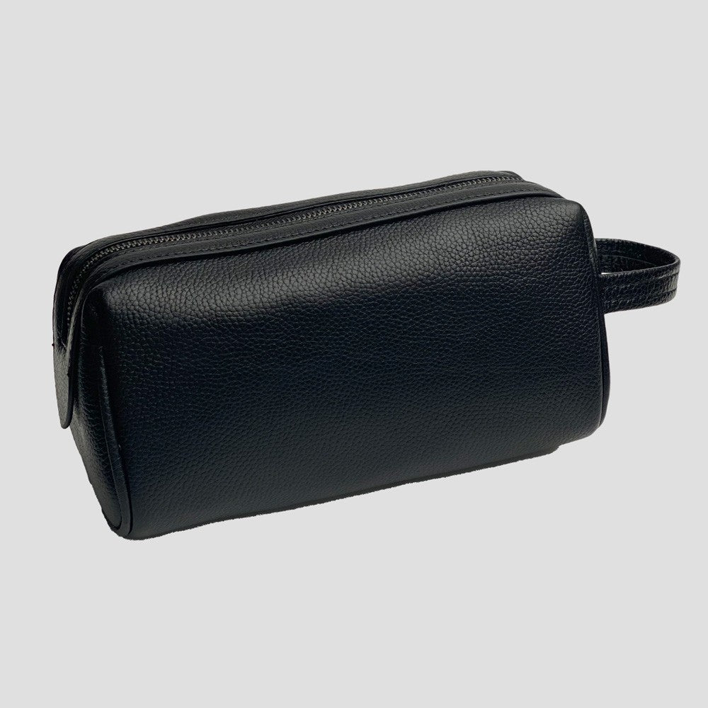 Leather toiletry bag - Black