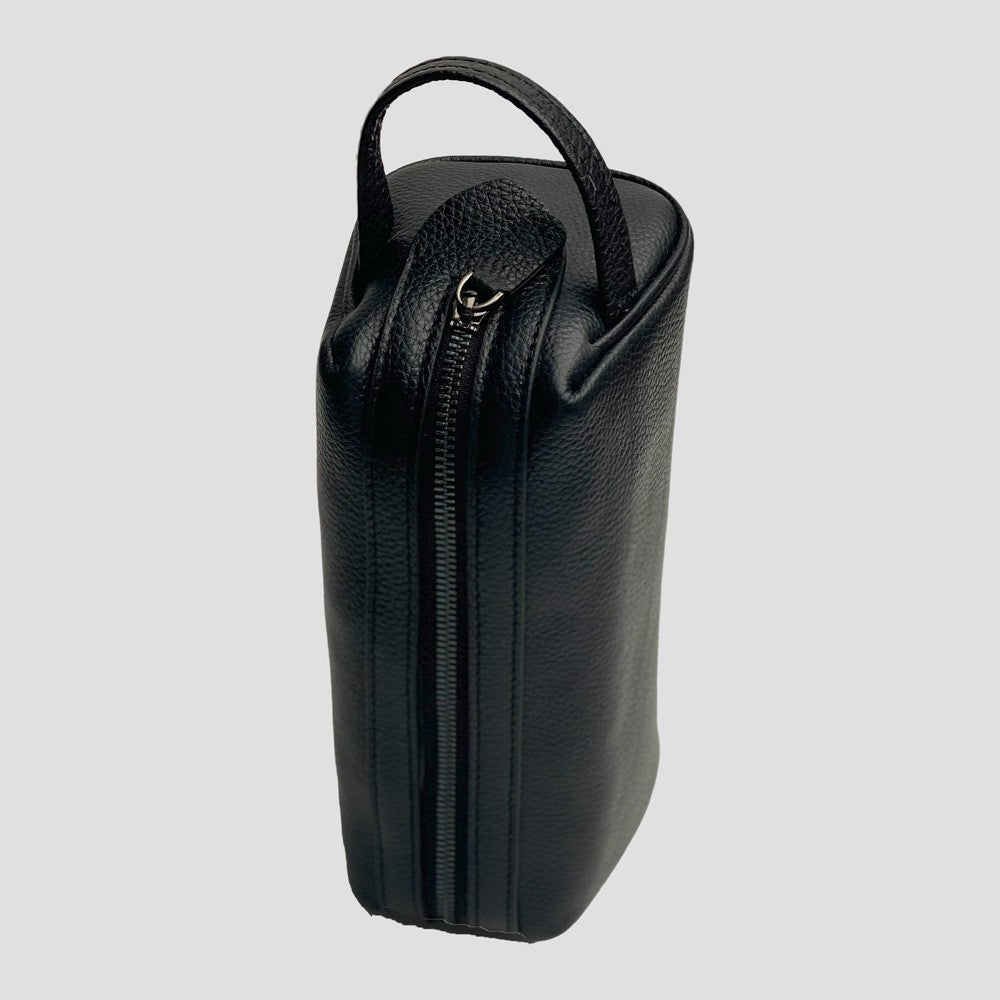 Leather toiletry bag - Black