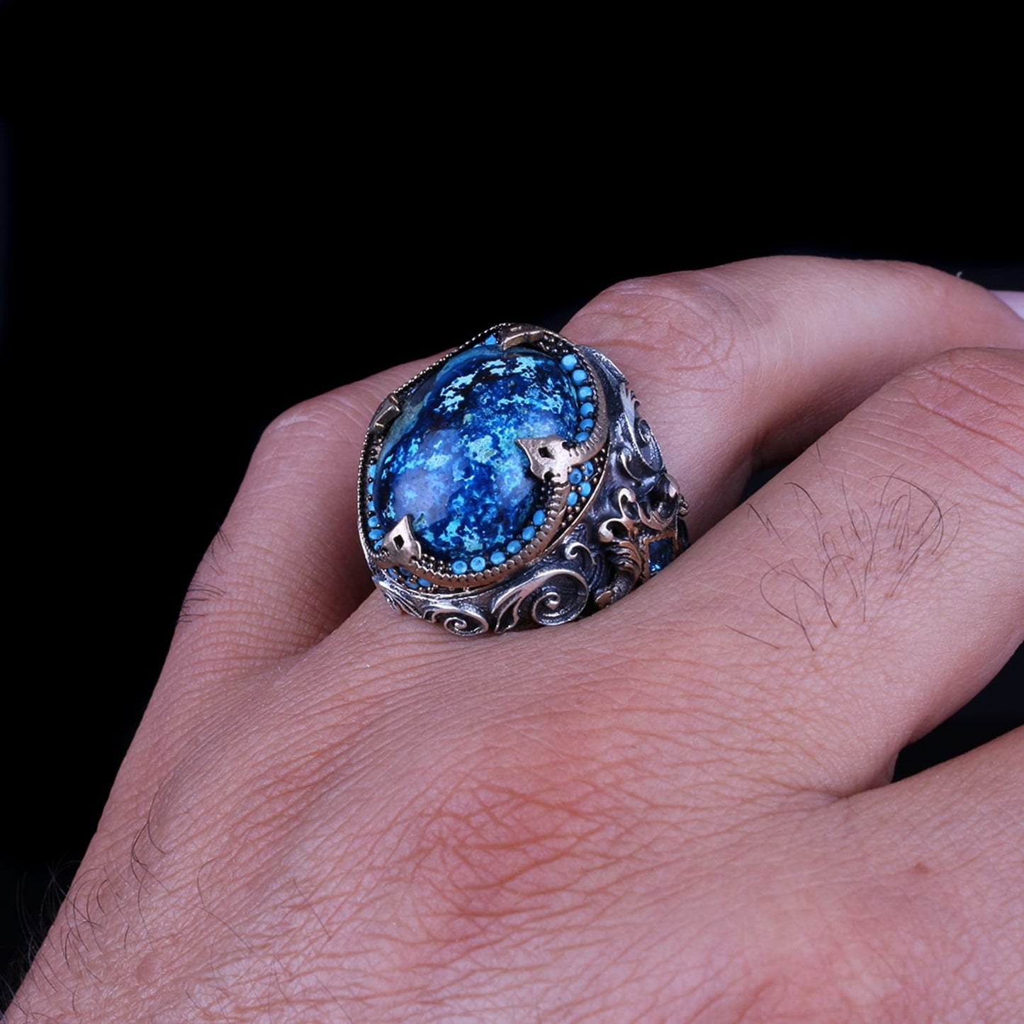 Azurite Stone Handmade 925 Sterling Silver Ring