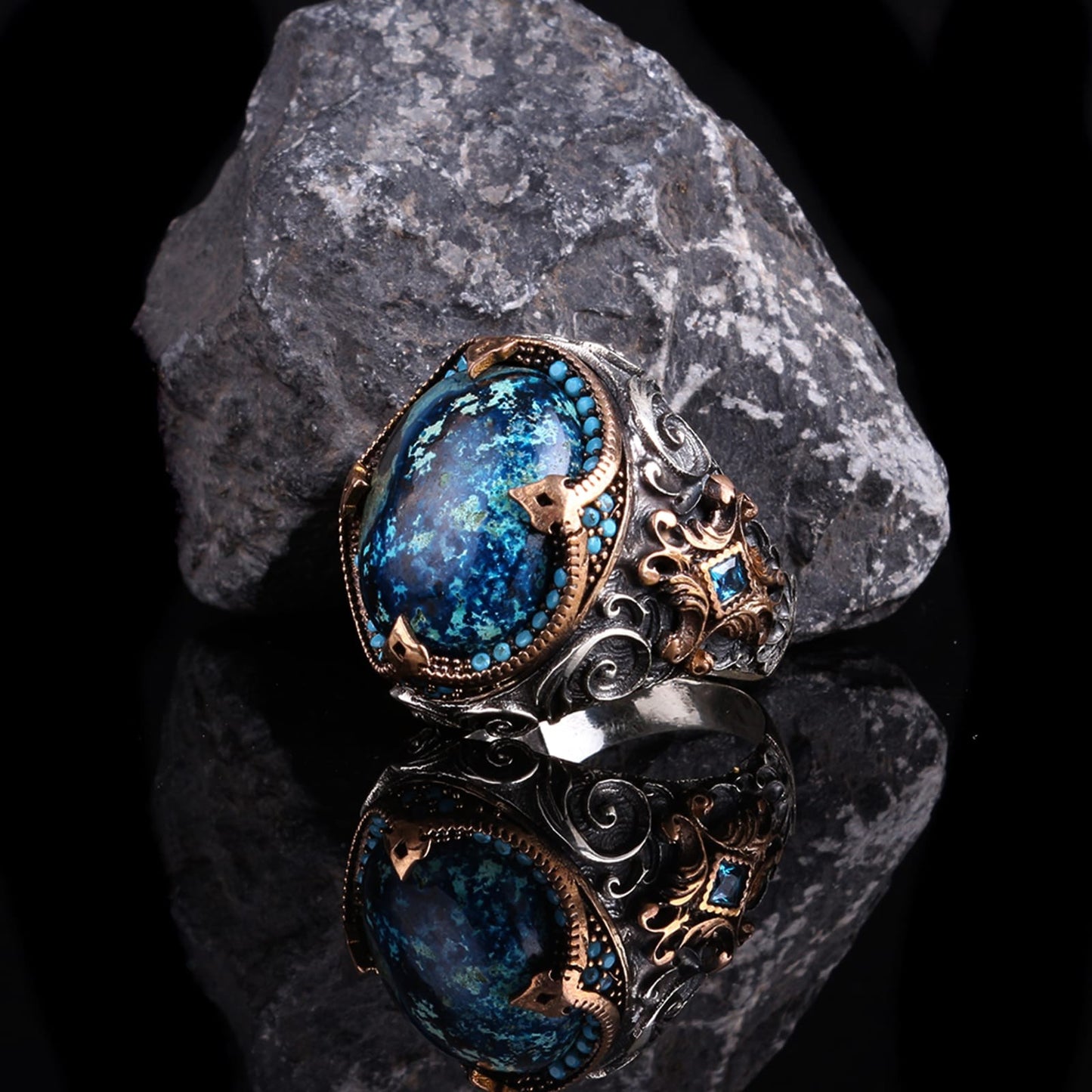 Azurite Stone Handmade 925 Sterling Silver Ring