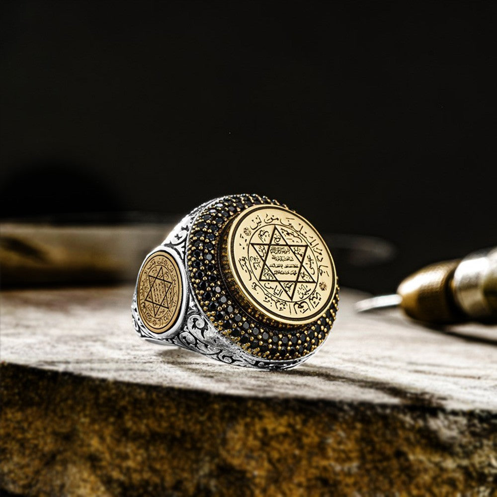 Solomon's Seal 925s Silver Signet Ring