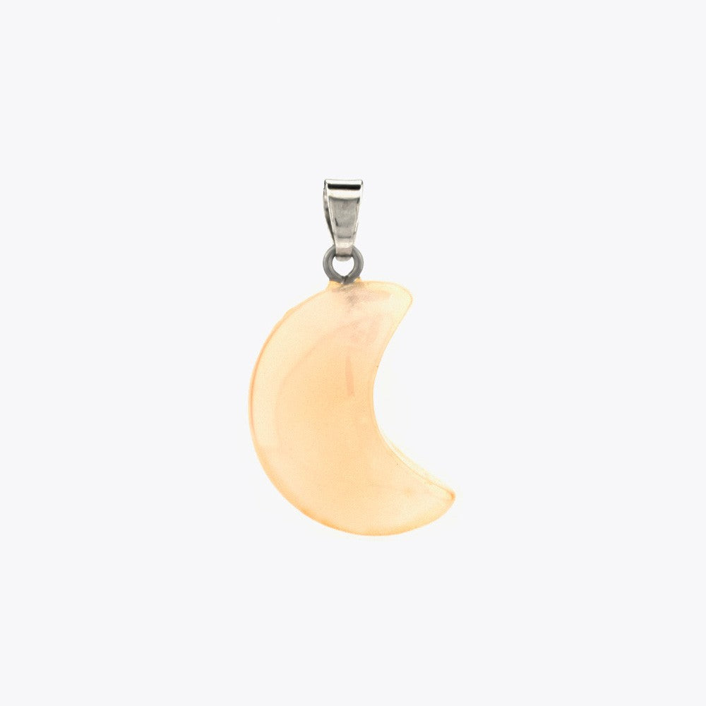 Pink quartz natural stone moon necklace