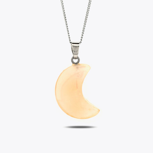 Rose Quartz Natural Stone Moon Necklace