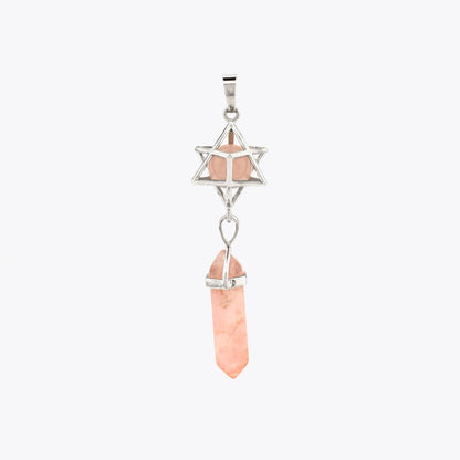 Pink quartz natural stone necklace