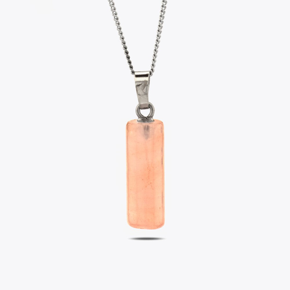 Pink quartz natural stone necklace