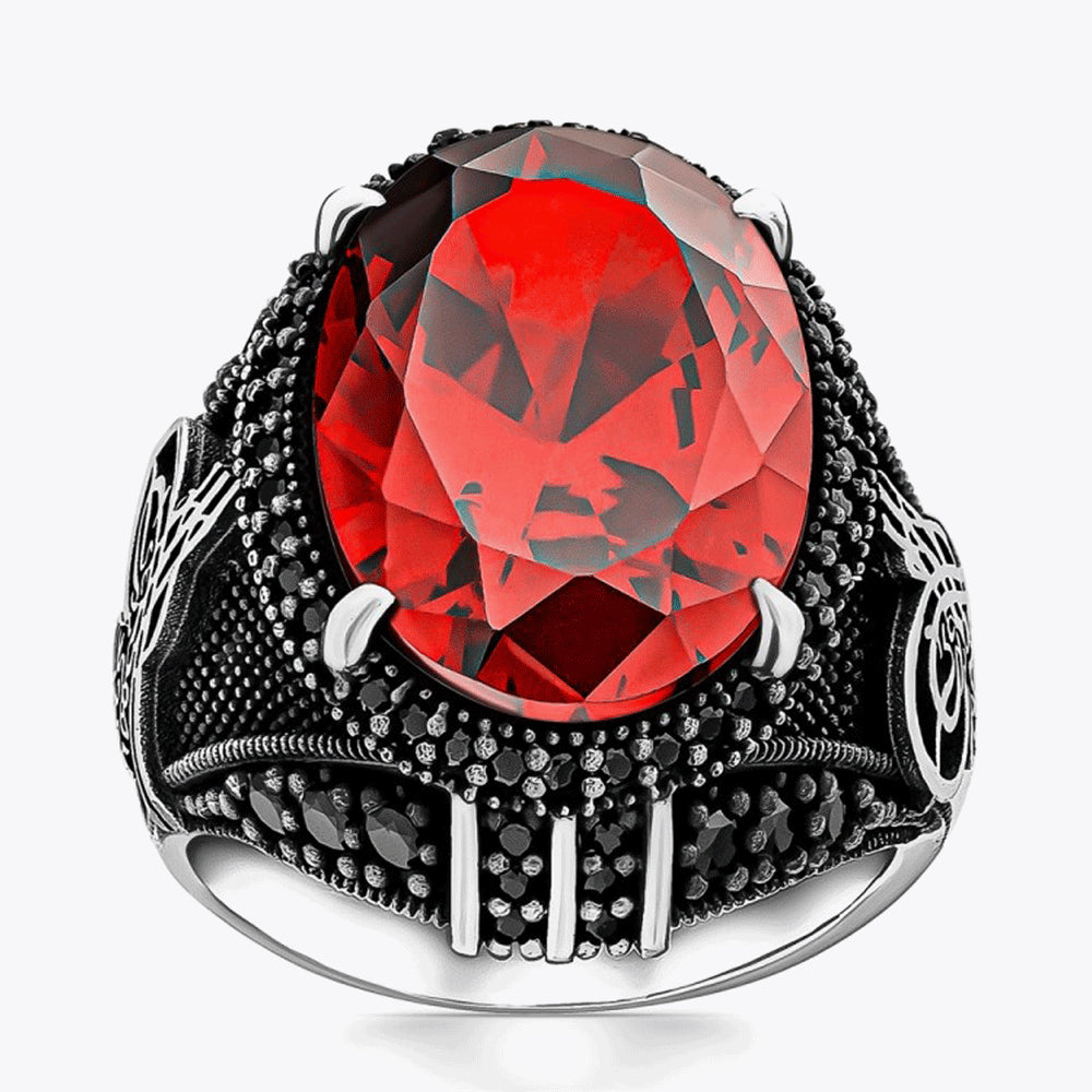 Red Zircon 925 Sterling Silver Ring