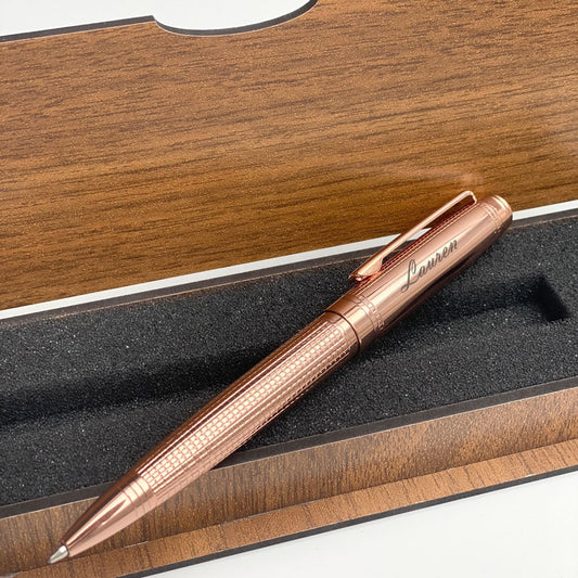 Rose - Black ball Pen - Wood Box