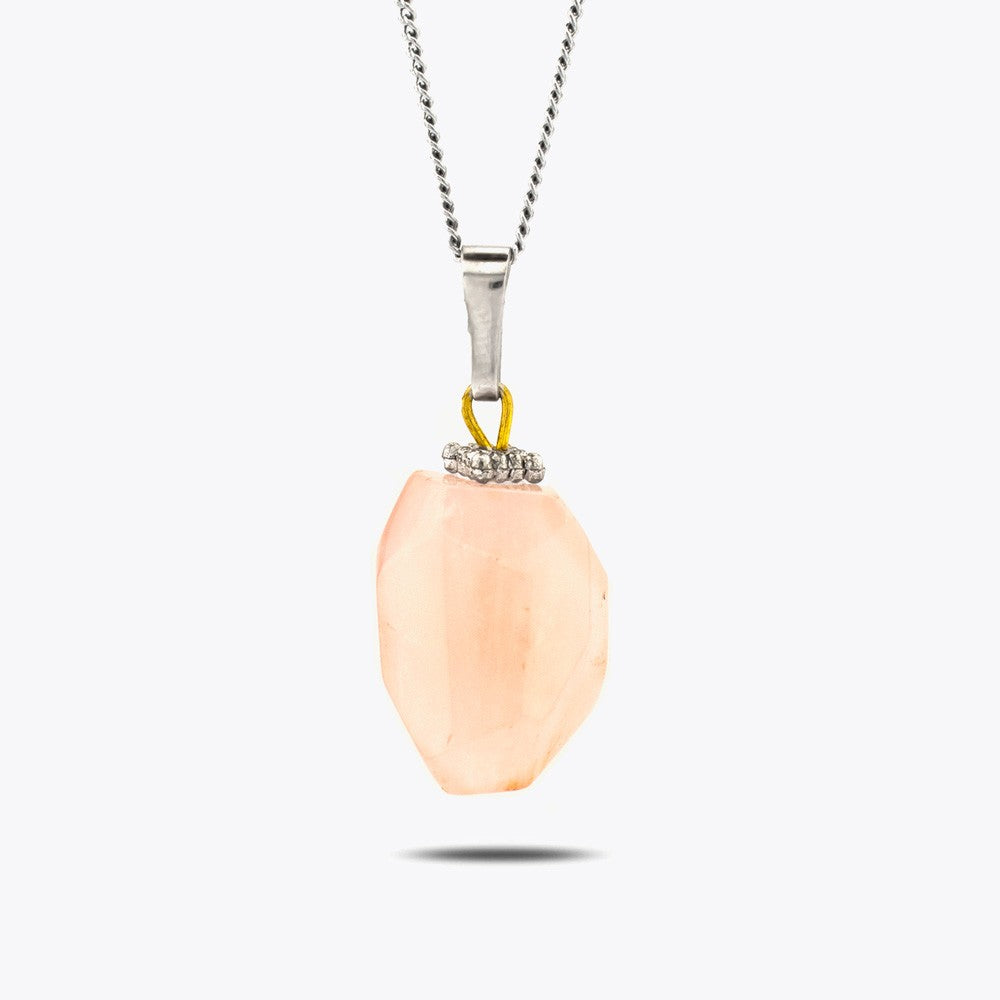 Pink quartz natural stone necklace