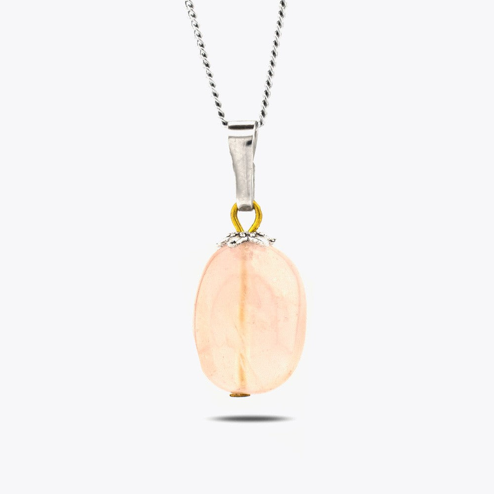 Pink quartz natural stone necklace