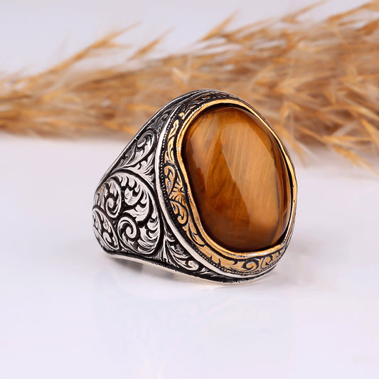 Tiger Eye Stone 925s Silver Ring