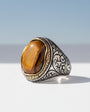 Tiger eyes with stony men's silver ring