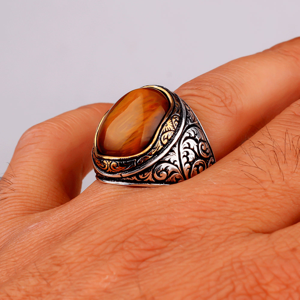 Tiger Eye Stone 925s Silver Ring