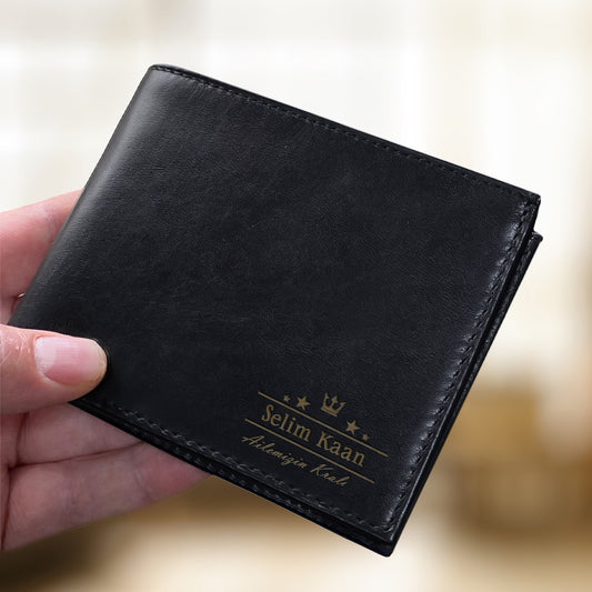 Personalized Black Leather Wallet