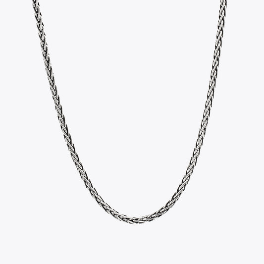 Woven Oxidized Chain Necklace 2 mm - 925 Sterling Silver