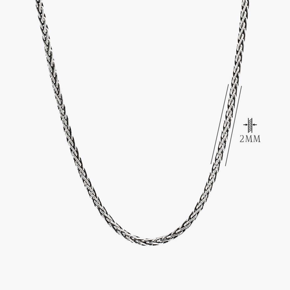 Gewebte Halskette 2 mm - 925 Sterling Silber