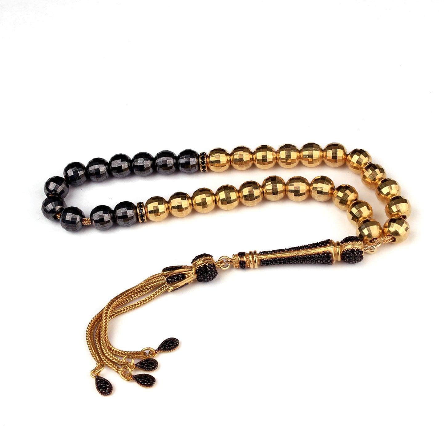 Gold Plated 925 Sterling Silver Tasbih with Zircon Stones