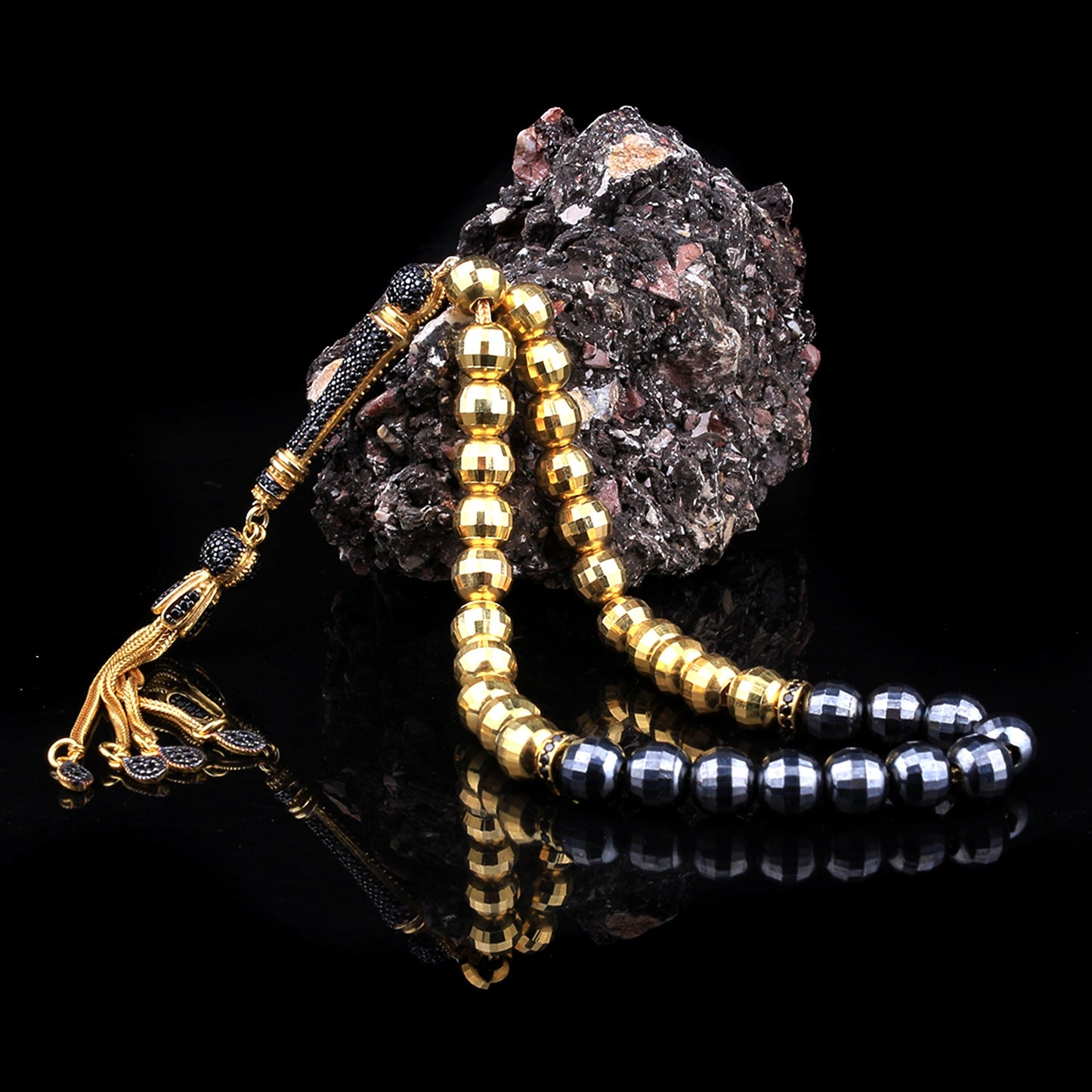 Gold Plated 925 Sterling Silver Tasbih with Zircon Stones