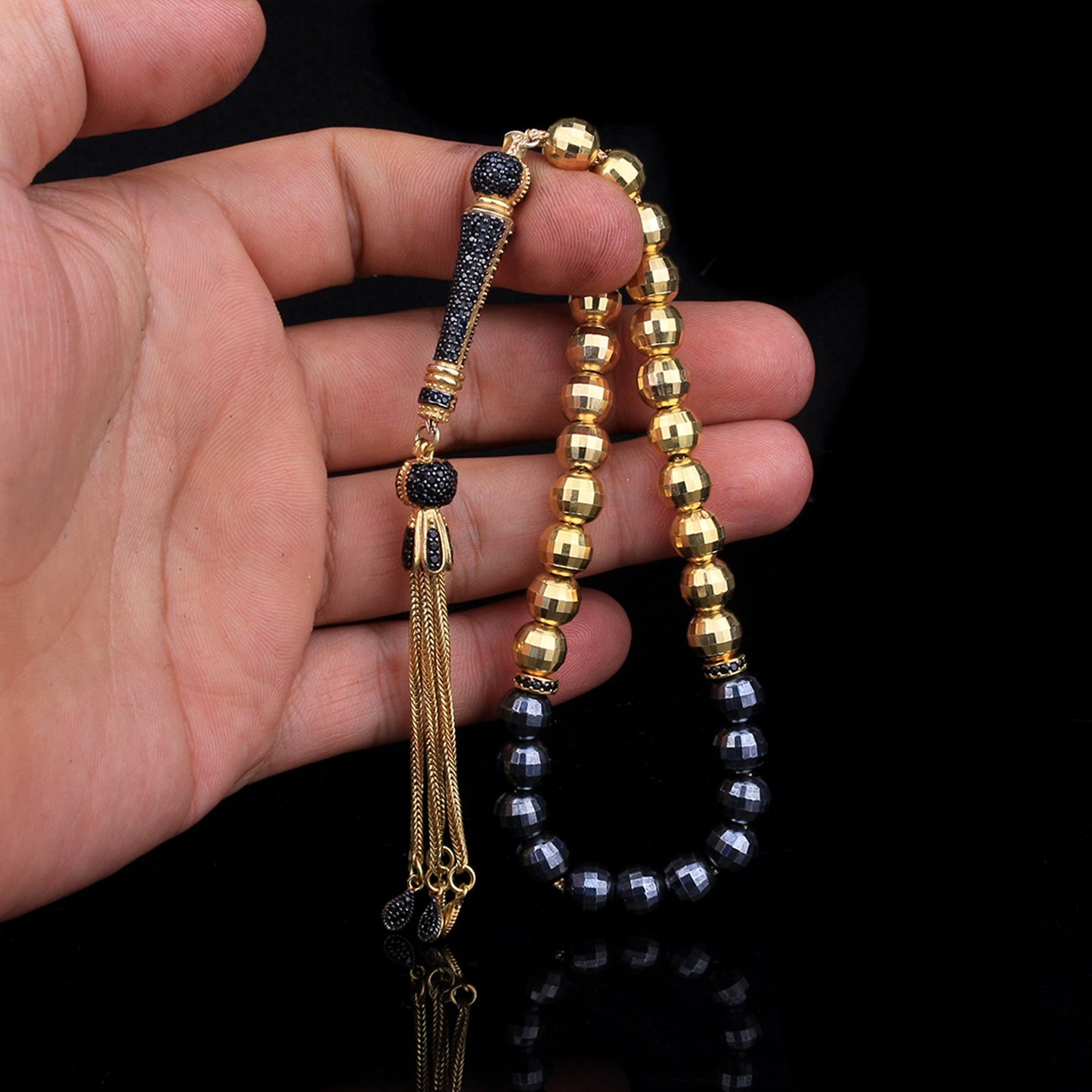 Gold Plated 925 Sterling Silver Tasbih with Zircon Stones