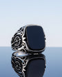 Black Onyx Stone Men's Silver Ring
