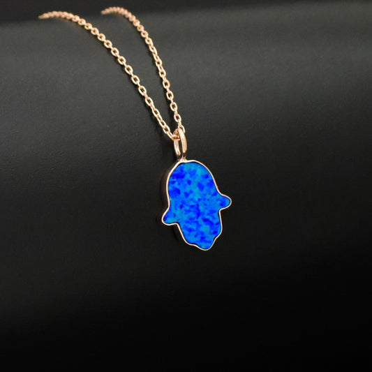 925 Sterling Silver Blue Opal Necklace