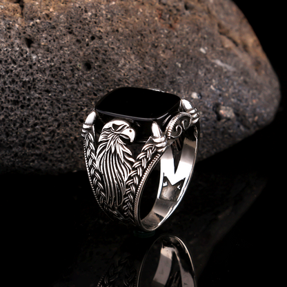 Anneau en argent Onyx Stony Eagle Design
